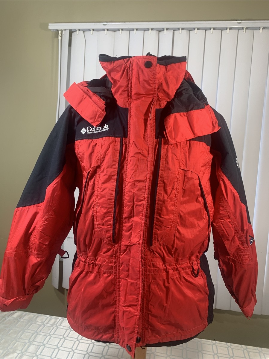 VTG Columbia Titanium Women's Omni Tech Hood Zip Rain Coat Red