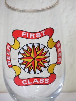 FIRST CLASS BEER - altes seltenes Bierglas Biertulpe - unbekannt Ausland Import