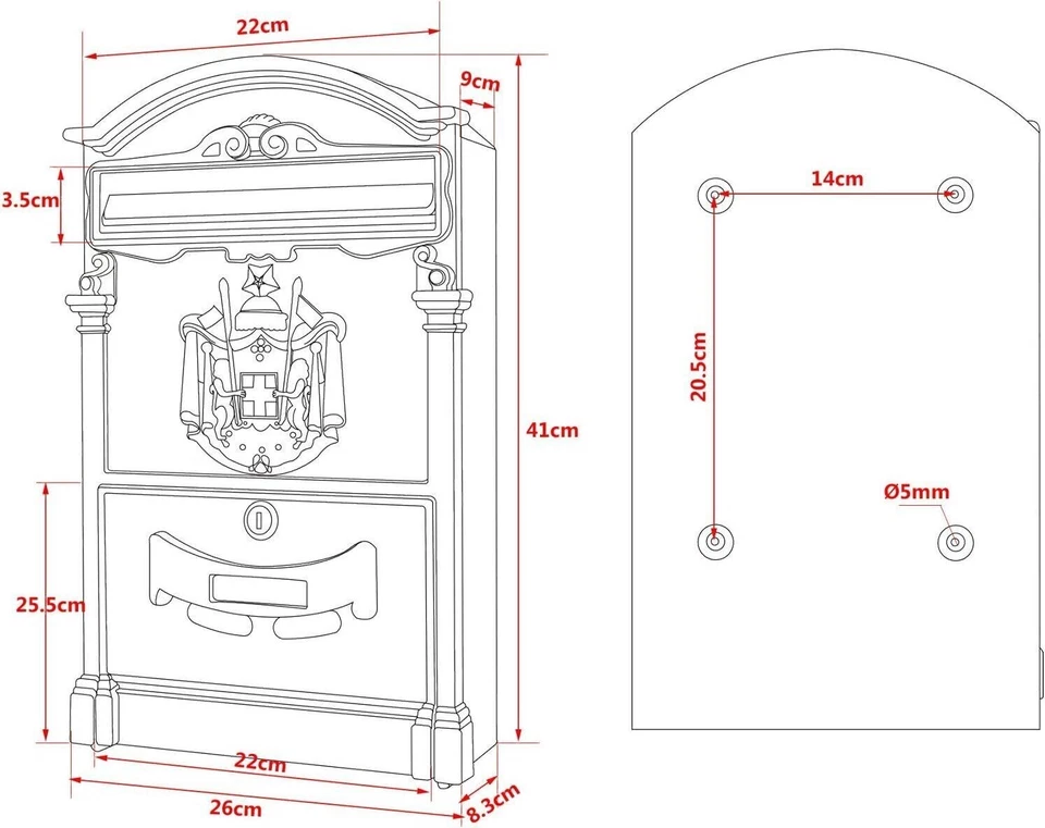 Cassetta Postale da Esterno Artistica per la Posta Vintage Antica Bronzo - Immagine 2 di 3