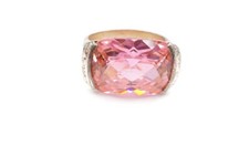 Sterling Silver 925 Pink Cubic Zirconia Ring Size 9.5 W3