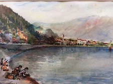 DAVID WITTMAN (1904-1962), Watercolor on Paper , Sea of Galilee Landscape 