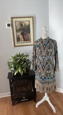 NWT Cato Sheath Dress Size 10 Open Zipper Back High Neck Long Sleeve Fully Lined
