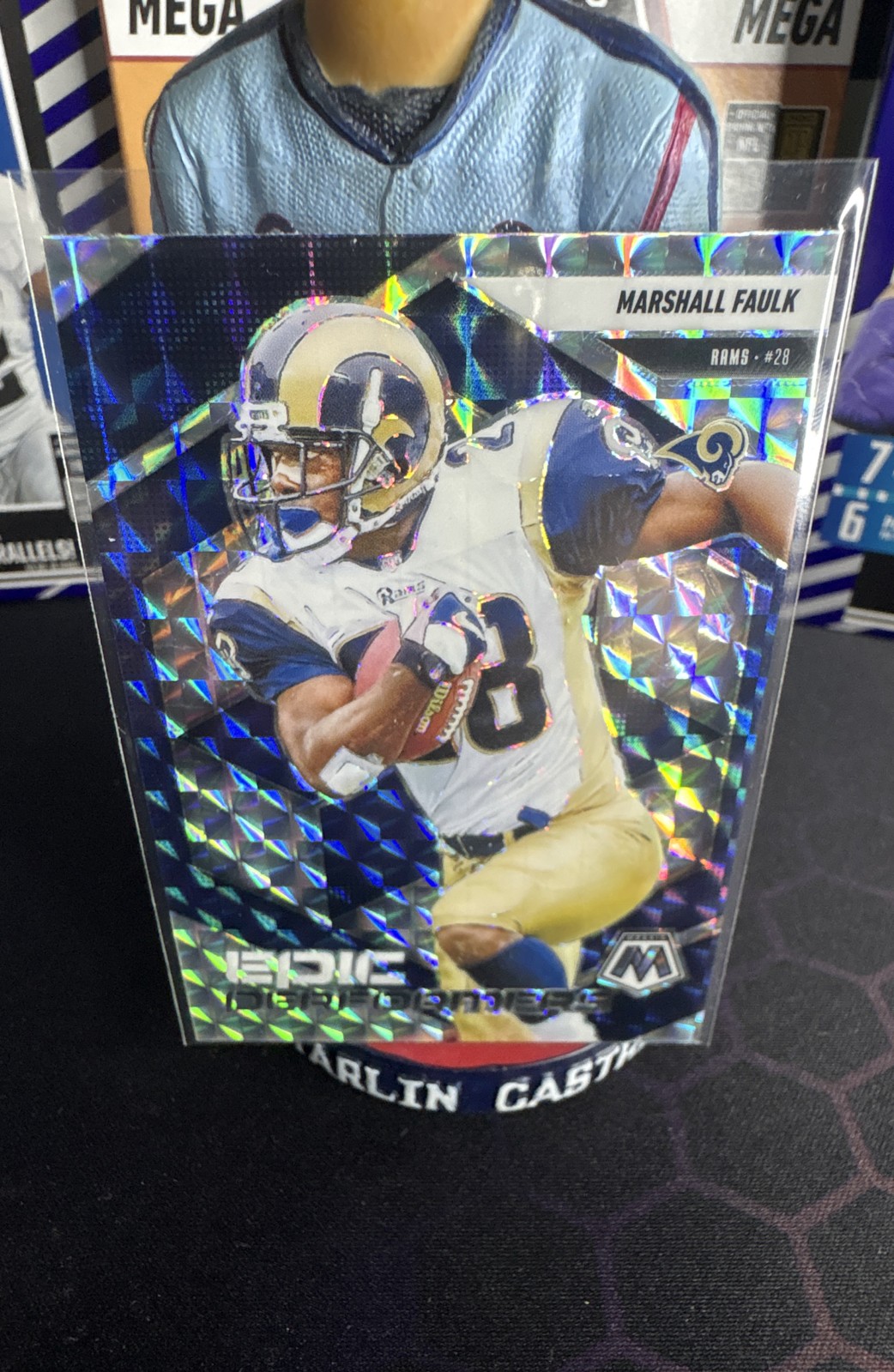 2025 Panini Mosaic - Epic Performers Marshall Faulk #14 Reactive Checkered Prizm