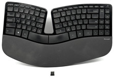 Microsoft Sculpt Ergonomic Keyboard 1559 w/ USB Dongle Receiver Tested Black