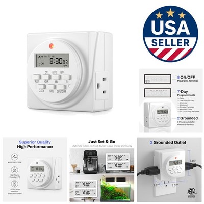 Dual Outlet 7-Day Programmable Timer Switch for Effortless Home Automation