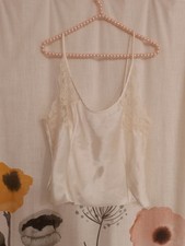 Vintage 90s Victorias Secret white lace silky bridal camisole tag size med AS IS