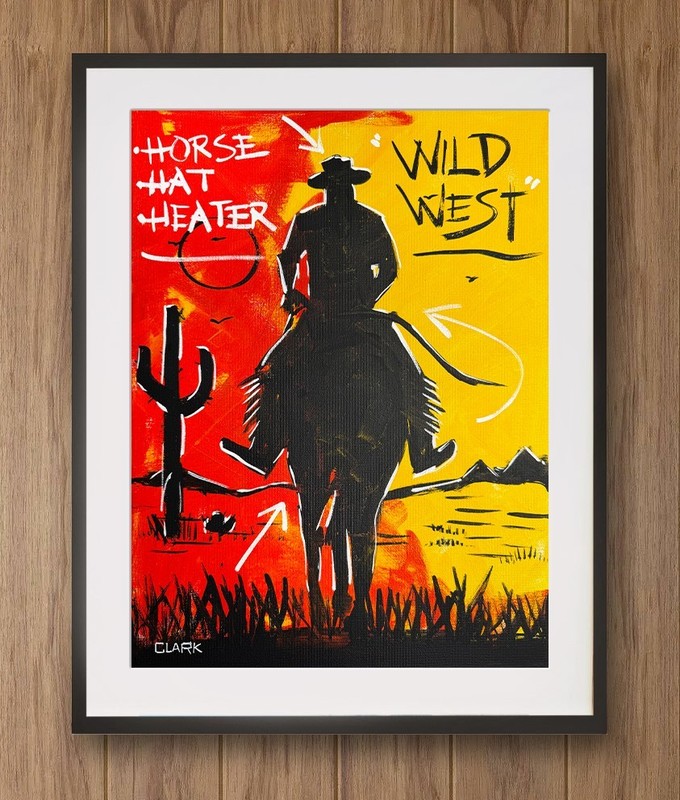 Vibrant American Cowboy On A Horse - 16x12" Acrylic Painting on Canvas