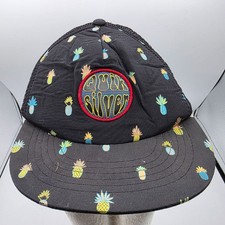 Quiksilver OSFM Kids Black Pineapple Print Trucker Hat Snapback Adjustable Cap