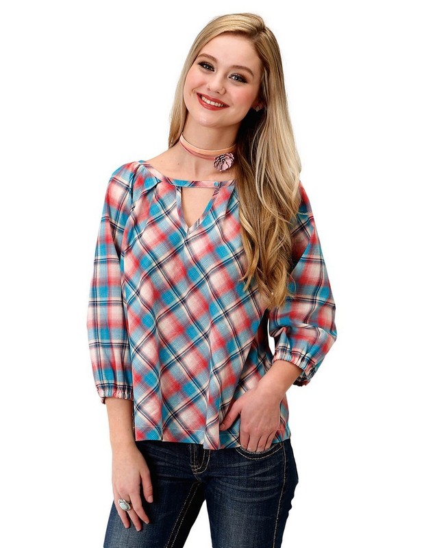Roper Western Shirt Womens 3/4 Sleeve L Red 03-050-0597-6018 RE CLEARANCE