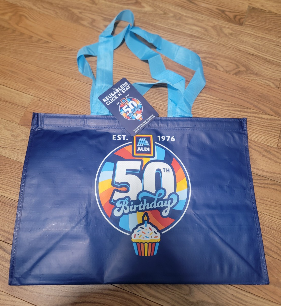 2026 ALDI 50TH BIRTHDAY CLICK N' STAY TOTE BAG, LIMITED EDITION, NEW, L@@K! 