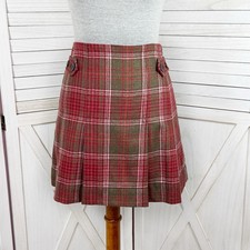 Y2K Vintage Gap Skirt 6 Plaid Wool Pleated Mini Red Green Preppy Academia Tartan