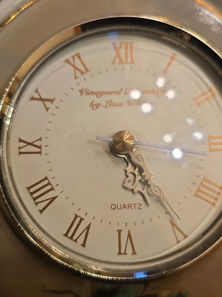 Vtg Vineyard Blessings by Lisa White 7.5" Quartz Table Top Clock Rare - Image 2 of 4