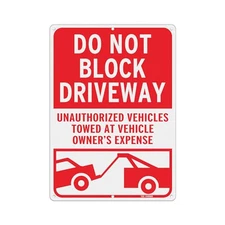  Large Do Not Block Driveway Signs, Unauthorized Vehicles Towed At Vehicle 