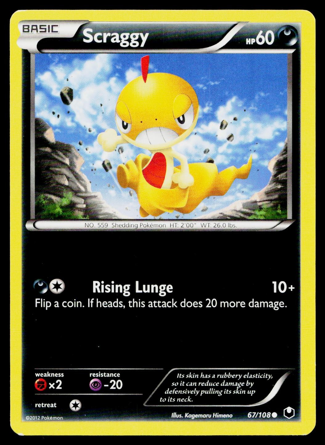 Scraggy 67/108 Common Dark Explorers Pokemon Moderately Played