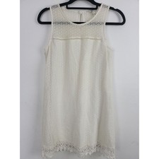 Speechless Midi Dress Large Womens White Lace Overlay Sleeveless Lined Key Hole