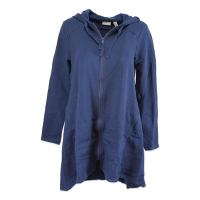 LOGO by Lori Goldstein Regular Lounge Brushed French Terry Hooded Jacket Peacoat