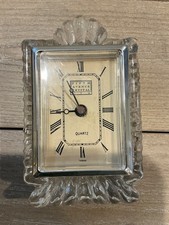 Vintage Fifth Avenue Crystal Quartz Mantel Clock – Roman Numerals Pressed Glass