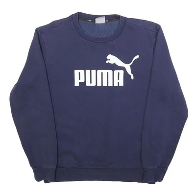 PUMA Sweatshirt Homme Col Rond Bleu Coton Mélangé Pull Sport Casual - Photo 1/4
