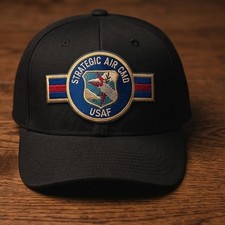 Vintage 80s Strategic Air Command USAF Black Hat Northstar Made in USA Cold War