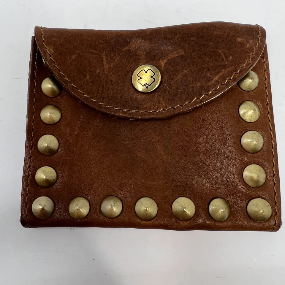 Monedero de cuero marrón parece ser marca de la suerte sin etiquetas Foto 3 de 4