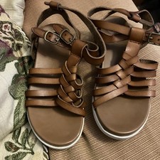 Wonder Nation Gladiator Brown Sandals kids leather upper buckles Shoe Size 11