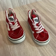 Vans Sk8-Hi Zip Sneakers Kids 4.5 Toddler Red Excellent High Top Skate Shoes