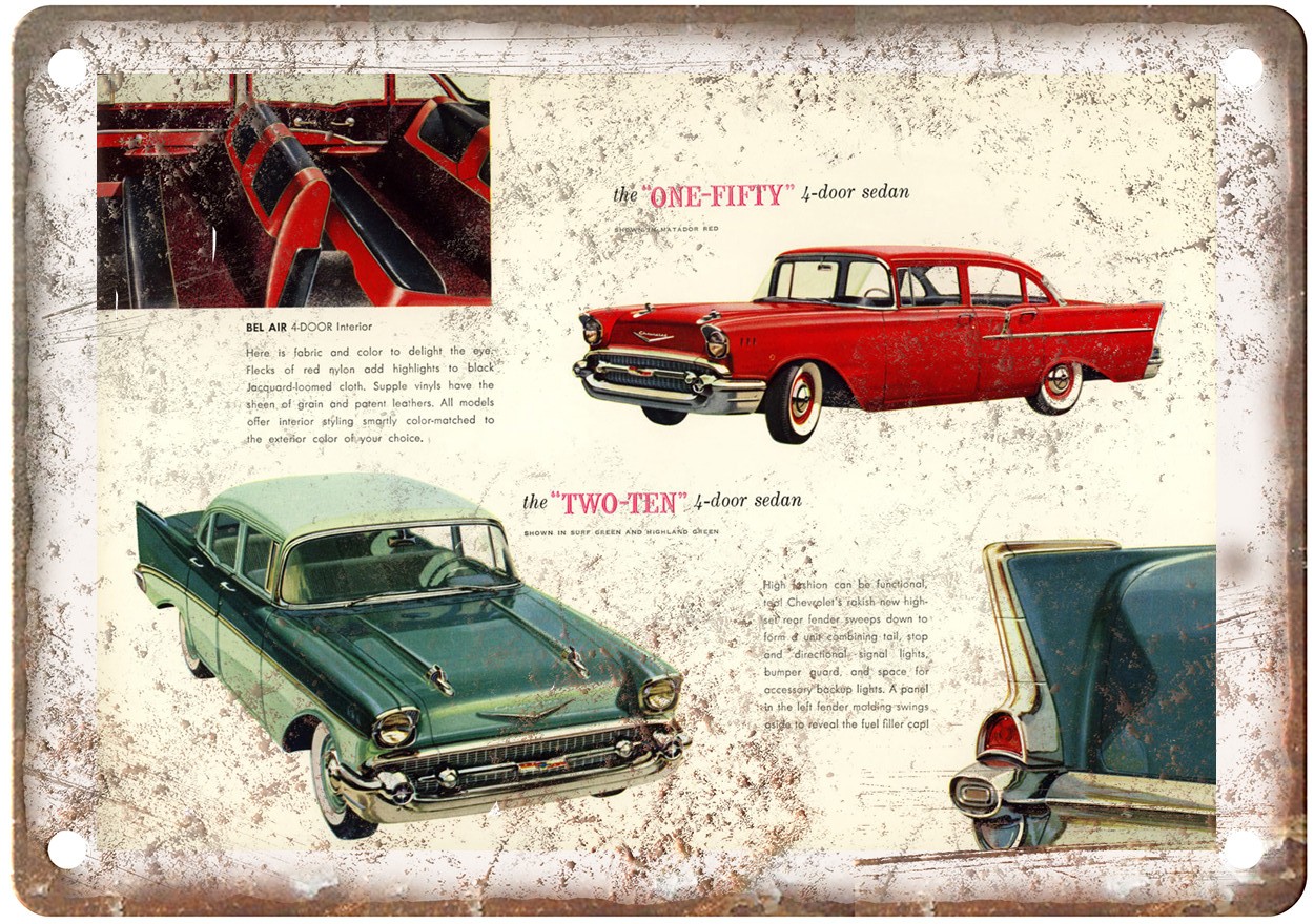 Vintage 1957 Chevrolet Auto Ad Retro Look Reproduction Metal Sign AM1662