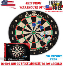 Narwhal Kingston Official Size Bristle Dartboard with 6 Steel Tip Darts, NEW USA