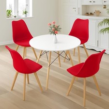 80 CM Round Dining Table and Tulip Chairs Set Wooden Legs Kitchen Home Furniture