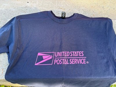 Navy blue short sleeve tee with a pink glitter/shimmer logo. 