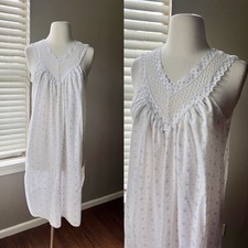 Vintage 50s 60s Radcliffe Nightgown Medium White Lace Floral Midi Cottagecore