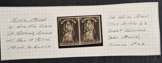 Scarce 1856 Victoria Australia Pr 6d Black Queen on Throne Plate proof White ppr