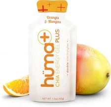 Huma Plus (Double Electrolytes) - Chia Energy Gel, Orange Mango, 12 Gels - St...