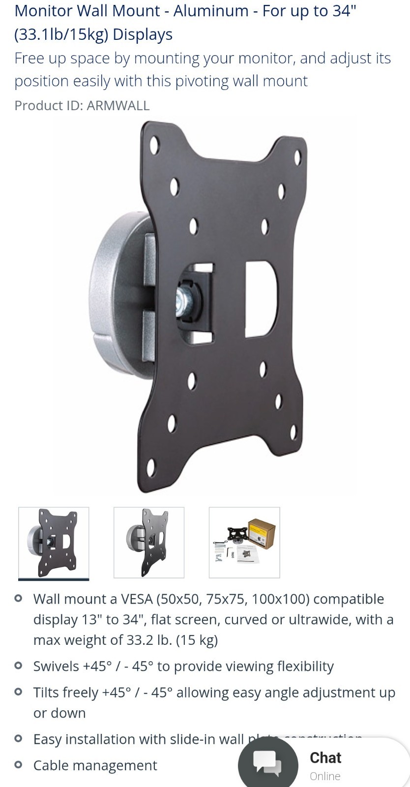 New PIVOTING MONITOR WALL MOUNT (13-34" Screens)