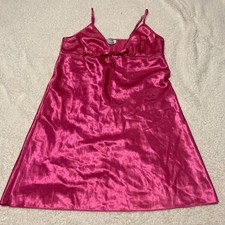 Vintage Chanteuse Women  s Pink Satin Slip Dress Lingerie Size Medium
