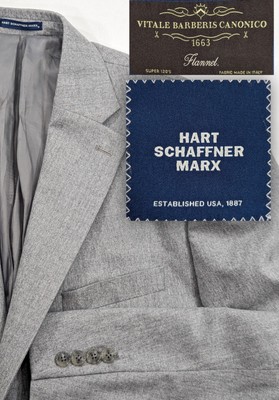  Hart Schaffner Marx Vitale Barberis Canonico Flannel Chicago Fit Gray 46L 48''