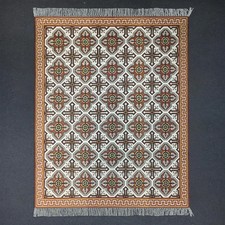 Hand Knotted Cotton Dhurrie Kilim Rug Color Brown & White Design Carpet Rug