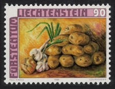 Cultivos de campo de papas cebollas y ajo Liechtenstein 1986 MNH SG#905