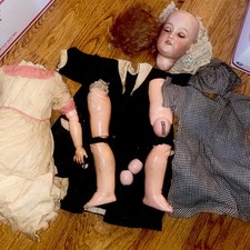 ANTIQUE GERMAN BISQUE HEAD DOLL GB GEORGE BORGFELDT And Clothes PARTS OR REPAIR