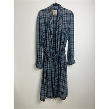 Vintage Men's Small State-O-Maine Blue Plaid 50s 60s Robe Made In USA