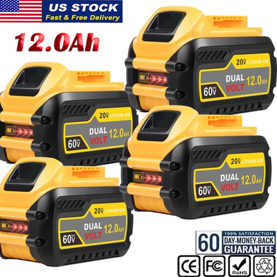 #ad #ad 1 4X 12.0AH Battery For DeWalt 20V 60V FLEXVOLT Lithium Battery DCB612 DCB609 US $129.00