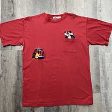 Vtg ACME Tweety  Sylvester Warner Bros 1996 Embroidered Looney Tunes T Shirt L