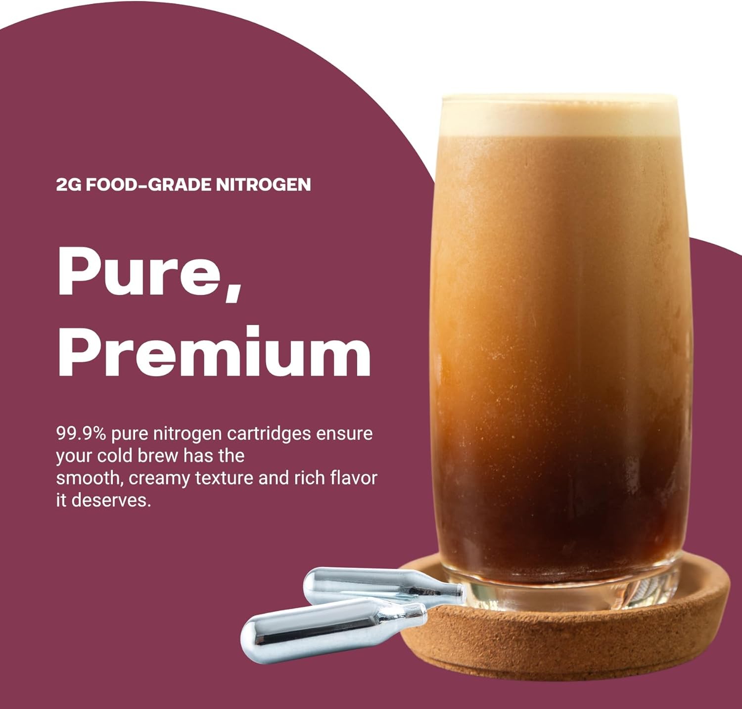 GreatWhip Nitrogen N2 Charger 2g Cartridges 20pcs for Coffee Beer Cold Brew Tea