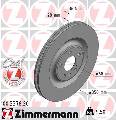 2X Zimmermann Bremsscheibe 100.3376.20 FüR Audi-image