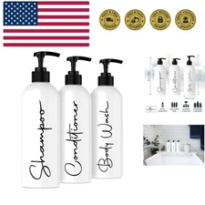 Alora 16oz Refillable Shampoo and Conditioner Dispenser Bottles - Set of 3 - ...