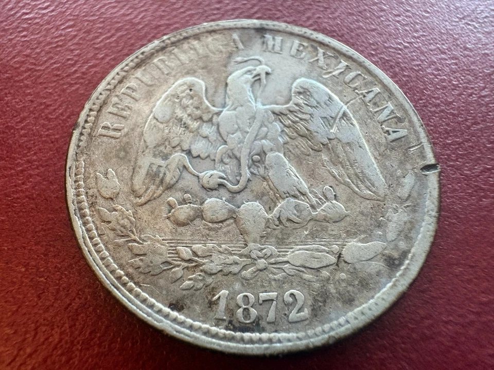 1872 Go Guanajuato Mexico 50 Centavos Silver — Liberty Cap & Scales — XF Detail - Image 2 of 4
