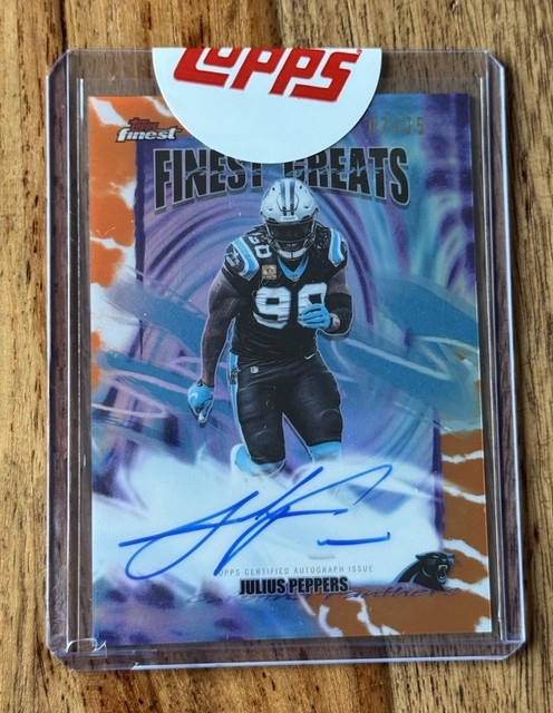 2025 Topps Finest Greats Autographs Julius Peppers On Card Auto /25 Orange HOF