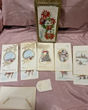 5 Vtg 3D Christmas Surprises Cards With Envelopes x 4 Unused 1 Signed & Box