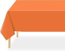 Orange Plastic Table Cloth Disposable 2 Pack 54 x 108 Inch Tablecloths Party