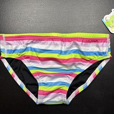 Men  s / Youth SPEEDO Swim Briefs Euro Brazilian Size 28 Vibe Multi Stripe Eco
